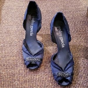 Navy Pedro Garcia Bejeweled Heels